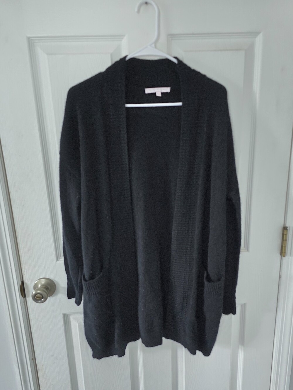 100% Cashmere Long Black Cardigan